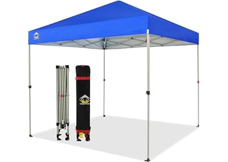 CROWN SHADES 8x8 Pop Up Canopy, Patented Center Lock One Push Instant Popup Outdoor Canopy Tent