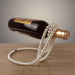 Top On Sale Product Recommendations!;Creative Pearl Necklace Wine Rack Luxury Magic Metal Resin Hanging Suspension Wine Bottle Holder Rack Home Desktop Decoration;